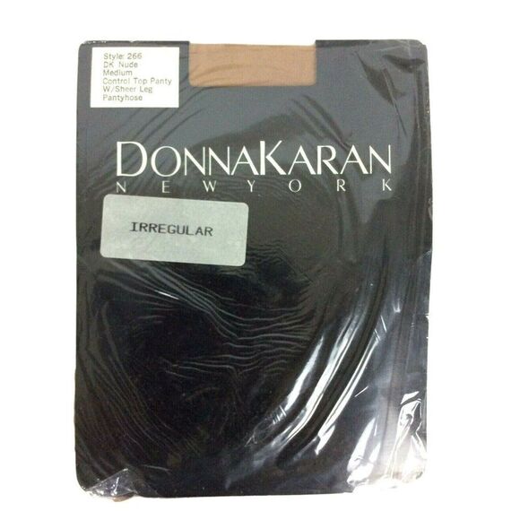 Donna Karan New York Pantyhose Sz Medium DK Nude Control Top Sheer Leg Irregular - Picture 1 of 4